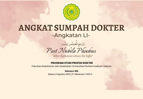 Foto sampul undangan Sumpah Dokter Fkk Umj Angkatan Li