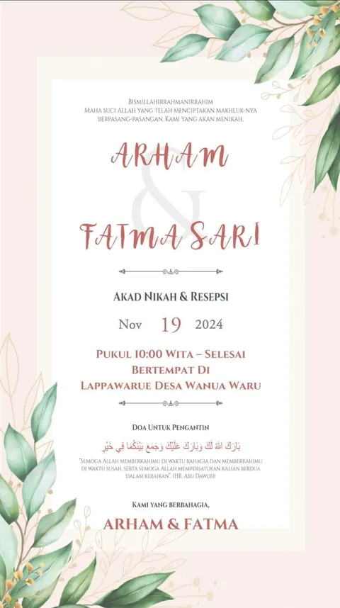 Foto sampul undangan Fatma & Arham