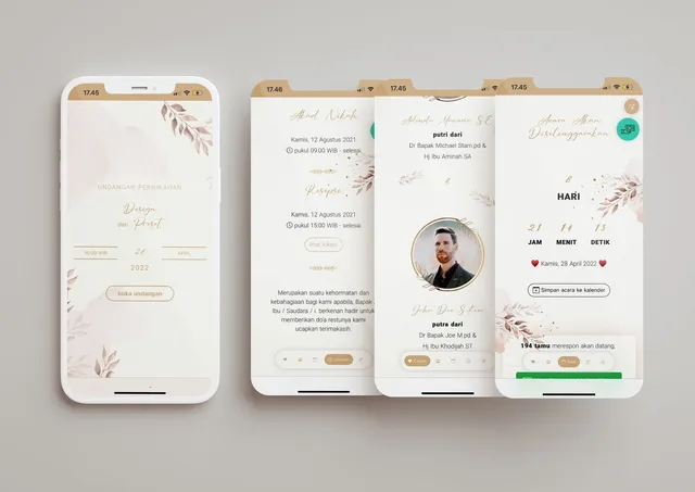 Desain undangan Elegant Leaves