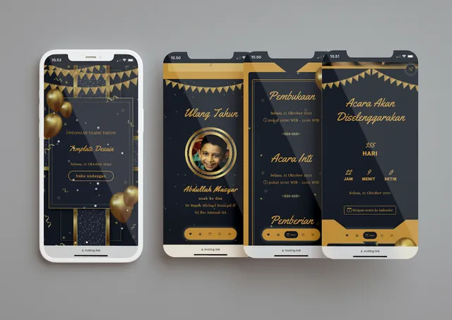 Desain undangan Navy Gold For Birthday